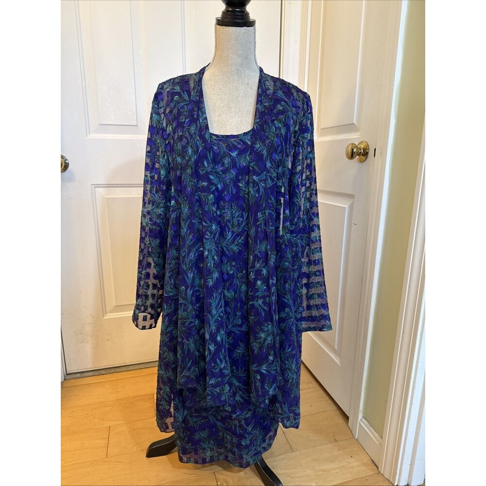 PURPLE PERFECTION Patra sleeveless sheath dress with jacket chiffon midi Size 14